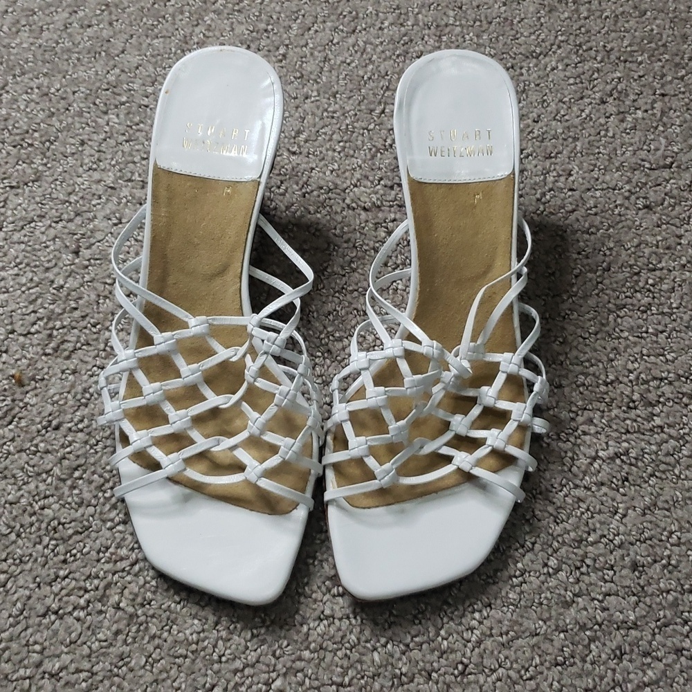 Vintage Stuart Weitzman White Strappy sandal heels Size 5?